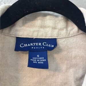 Charter Club Petite Linen Button-Up Shirt in Beige